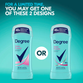 Degree Sheer Powder stick open with product visible, Degree applicator ease and control