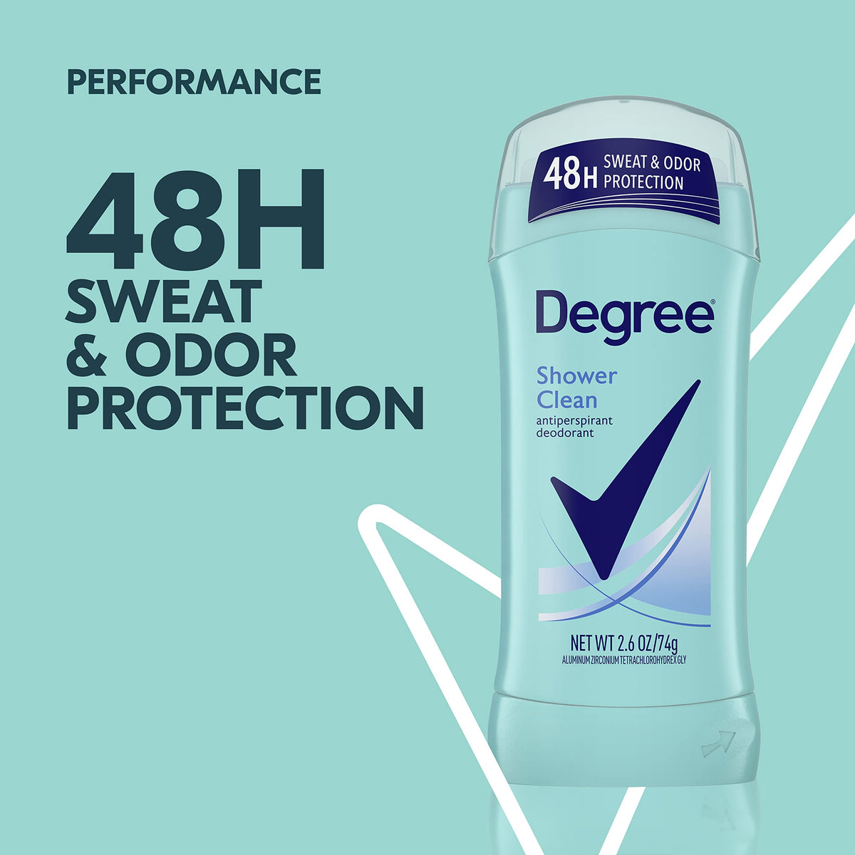 Hand holding Degree Shower Clean stick to show size and travel-friendly convenience benefit