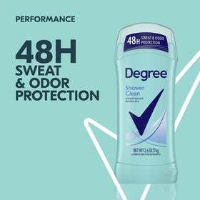 Hand holding Degree Shower Clean stick to show size and travel-friendly convenience benefit