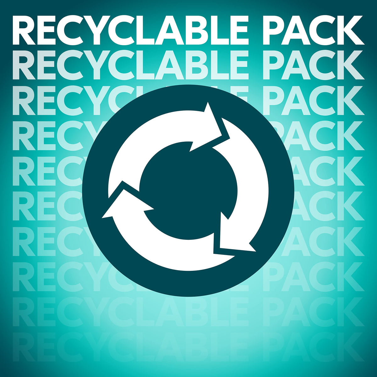 Degree can with recycle symbol emphasizing aluminum recyclability benefit