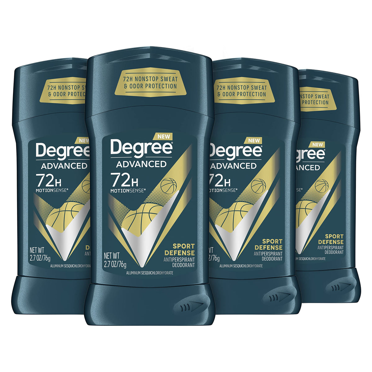 Degree front packaging showing Sport Defense stick and scent benefits