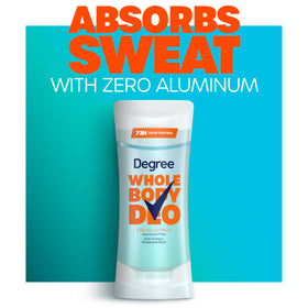 Degree stick gliding on skin showing non-sticky clear application benefit