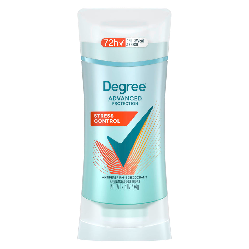 Degree front packaging showing 72-hour protection and product benefits