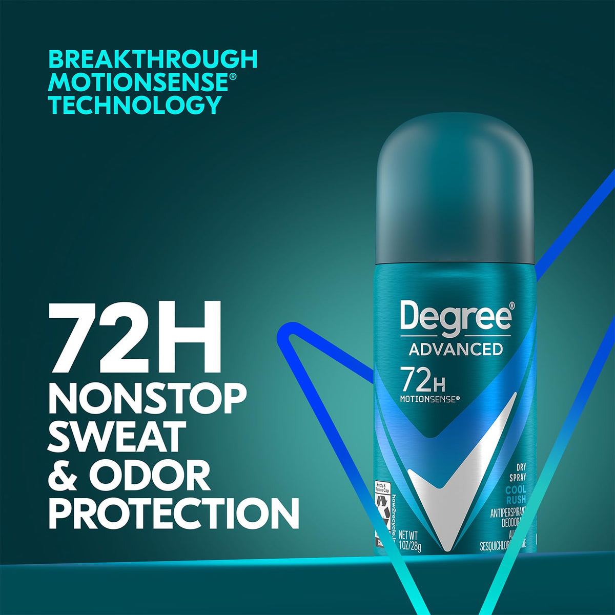 Degree dry spray mist close-up displaying fine texture for no-residue comfort