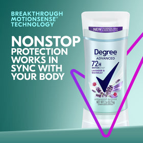 Degree antiperspirant texture close-up highlighting non-greasy finish and coverage