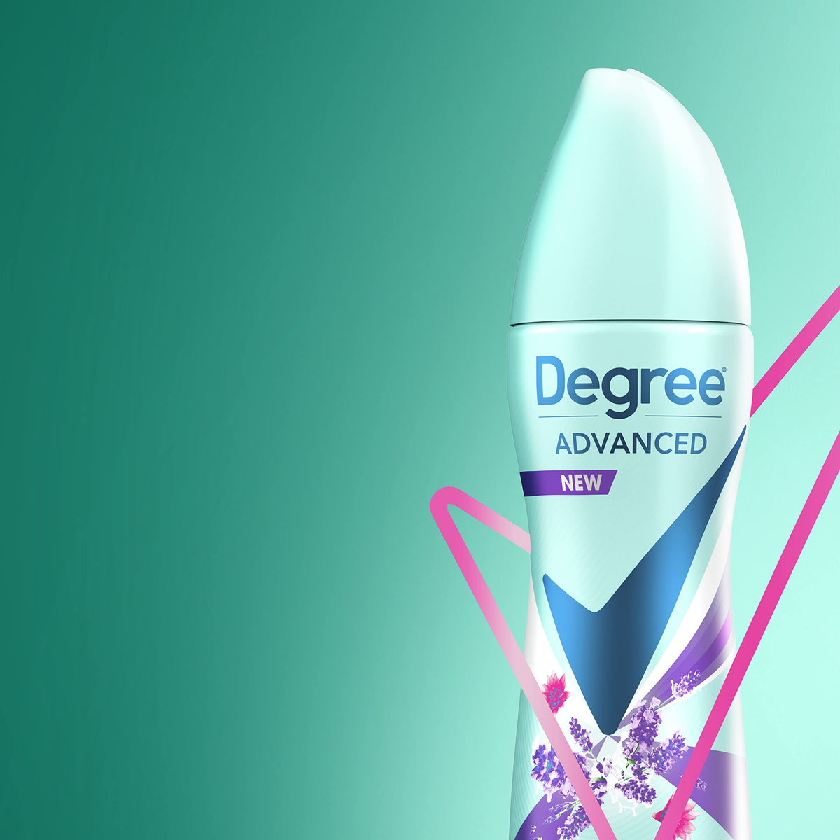 Degree three-can pack flat lay indicating multi-pack value and supply