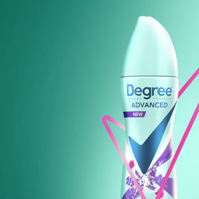 Degree three-can pack flat lay indicating multi-pack value and supply