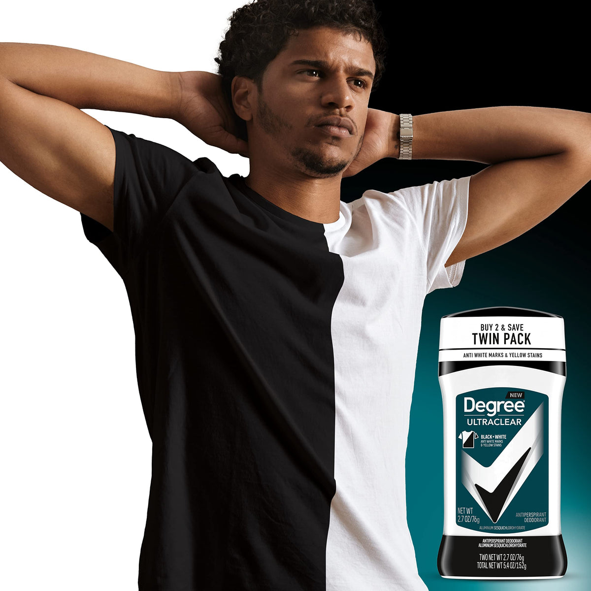 Person applying Degree UltraClear underarm demonstrating long-lasting protection