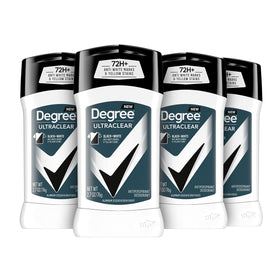Degree UltraClear front packaging showing 4-pack and protection