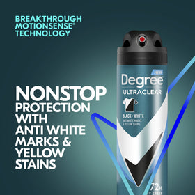 Degree UltraClear spray texture on skin demonstrating instant-dry finish