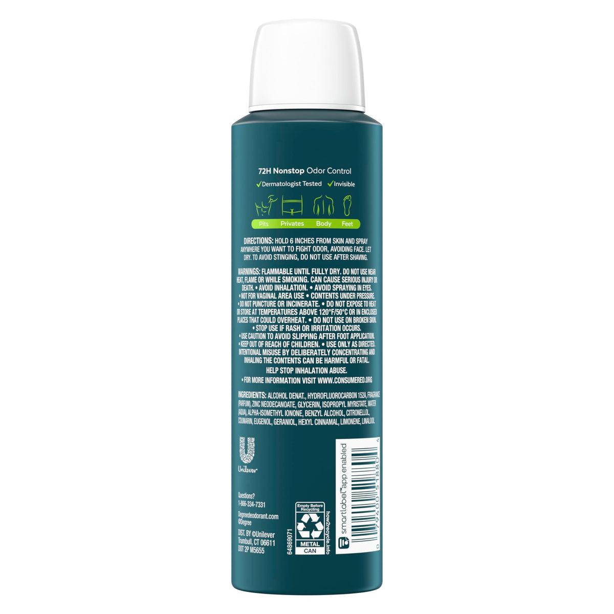 Degree spray nozzle and top showing easy application and quick-dry benefit