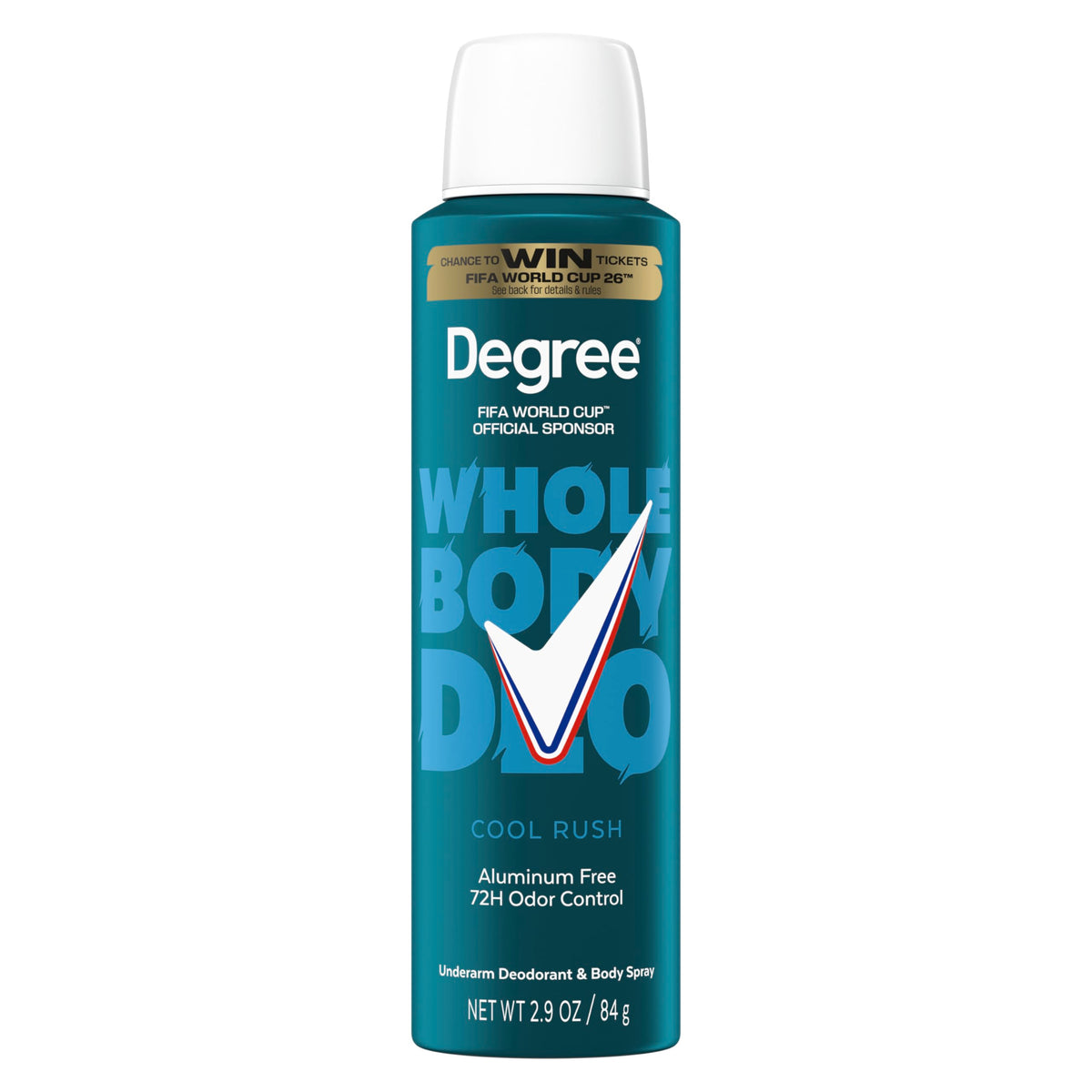 Degree whole body cool rush front can showing cooling scent and compact size benefits