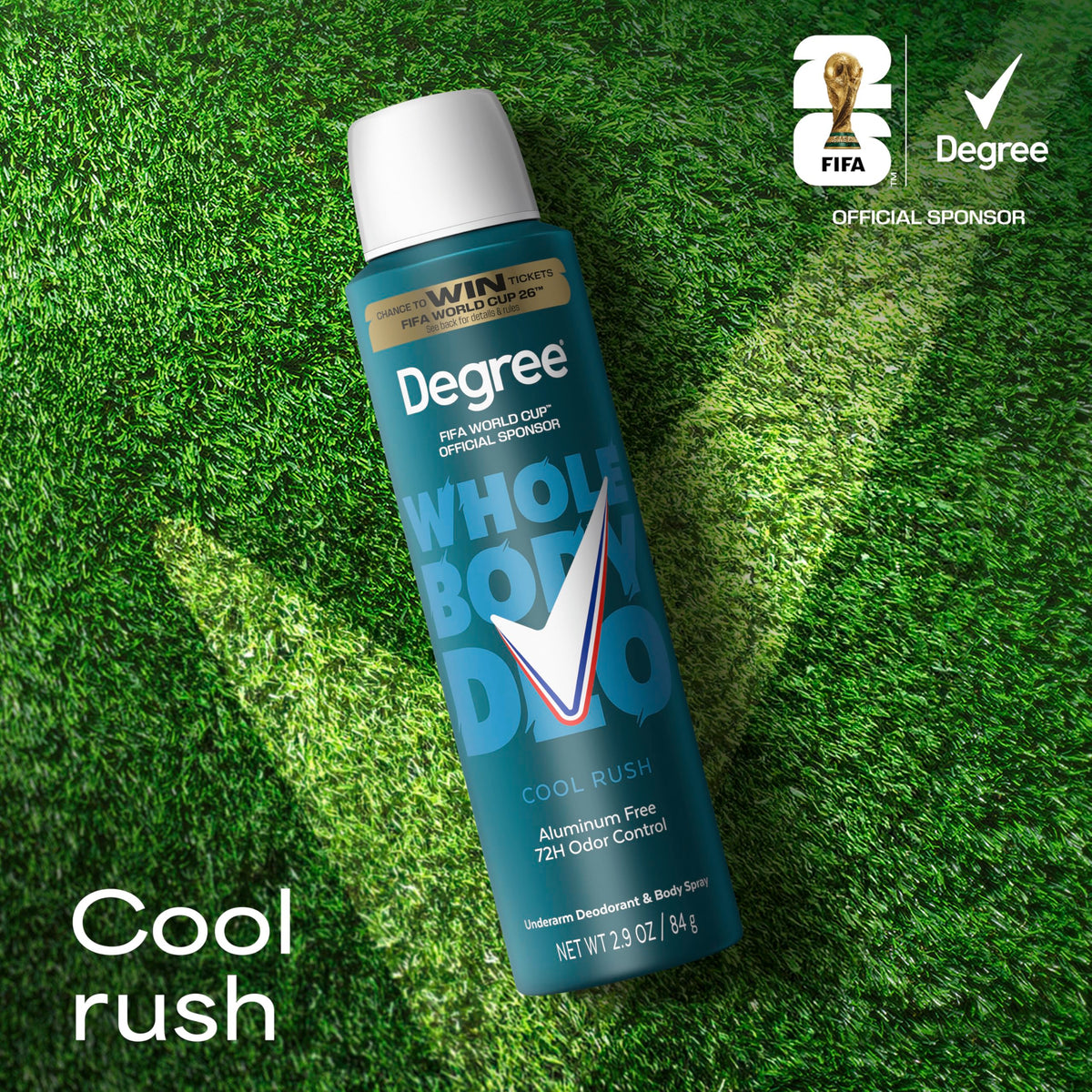 Degree whole body cool rush spray nozzle close-up for precise, mess-free application