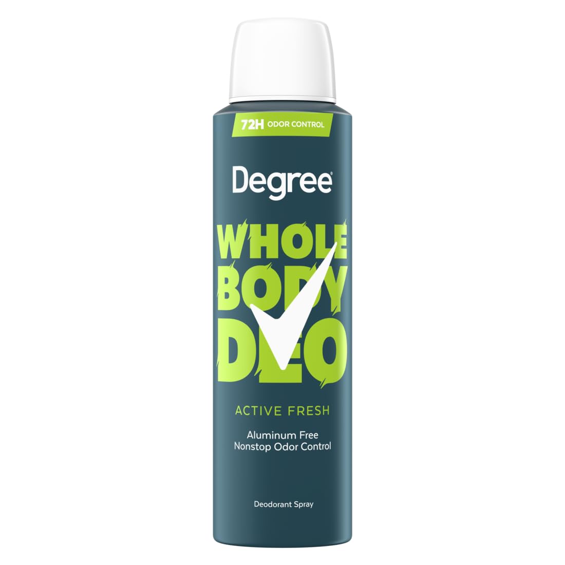 Degree whole body front packaging showing active fresh scent and clean benefit