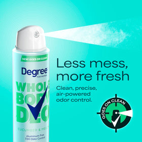 Degree label close-up stating aluminum-free ingredient benefit for sensitive skin