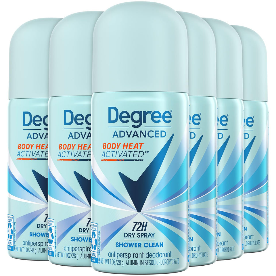 Degree mini dry sprays front packaging showing compact travel convenience