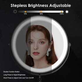 DEIOVWXS LED ring detail showing adjustable color tones for true-to-life lighting