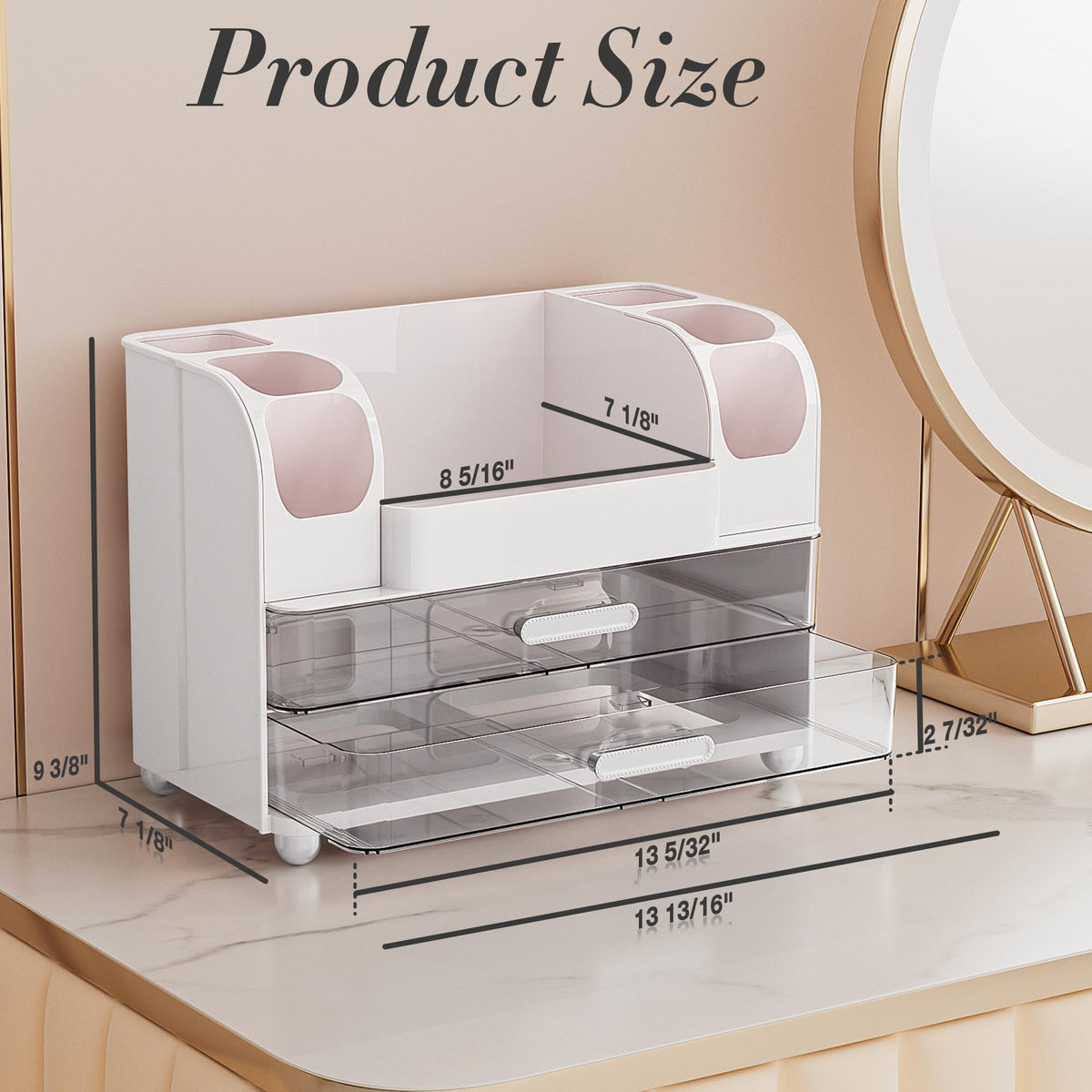 Delamu open drawer with lipsticks and small items for neat storage
