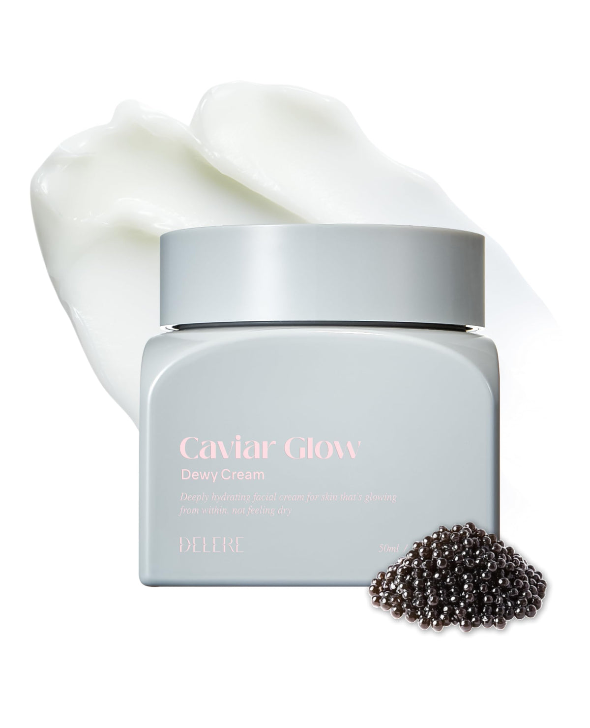 Delere front jar showing packaging and radiant finish benefit