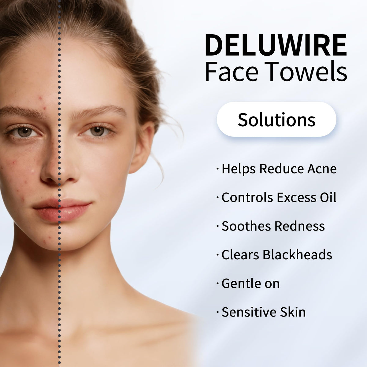 Deluwire dual-sided detail highlights smooth and textured surfaces for makeup removal