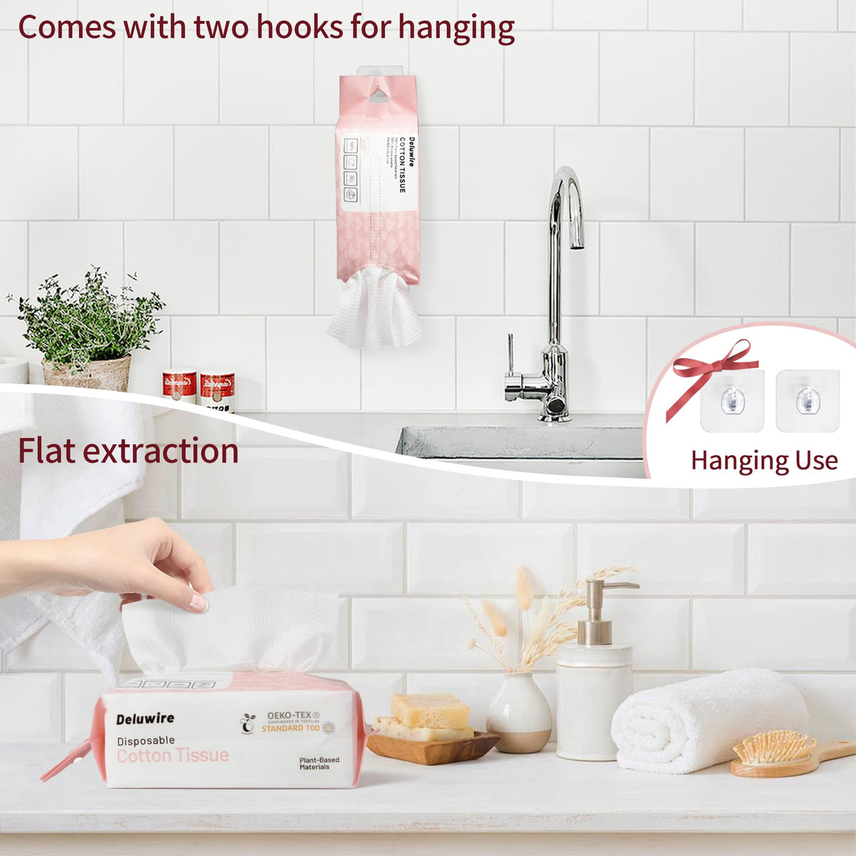Deluwire wipe cleaning kitchen counter leaving no lint behind