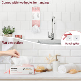 Deluwire towel held in hand showing 7.8x7.8 size and practical scale for face use