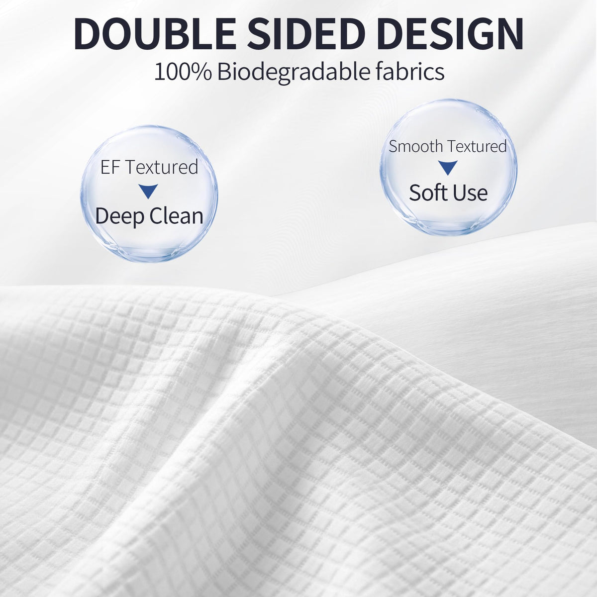 Deluwire towel in hand demonstrates 10x12 inch scale for full-face coverage