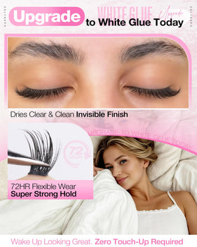 Delyneph clear dry finish on model lashes for natural-looking volume