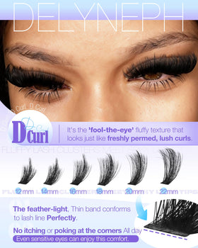 Delyneph side profile showing D curl lift, demonstrates eye-opening shape