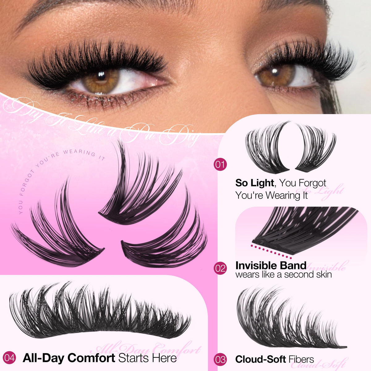 Model wearing Delyneph lashes daytime look offering natural volume and comfortable wear