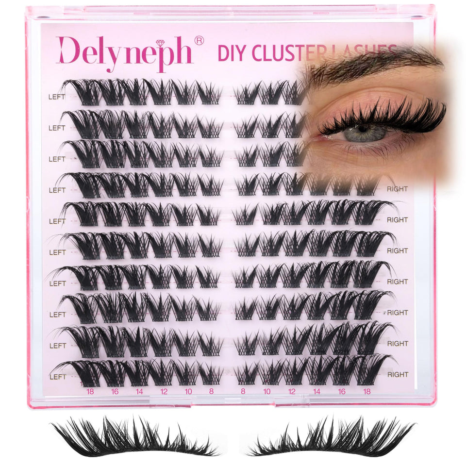 Delyneph front packaging showing fox-eye cluster set, quick symmetry benefit