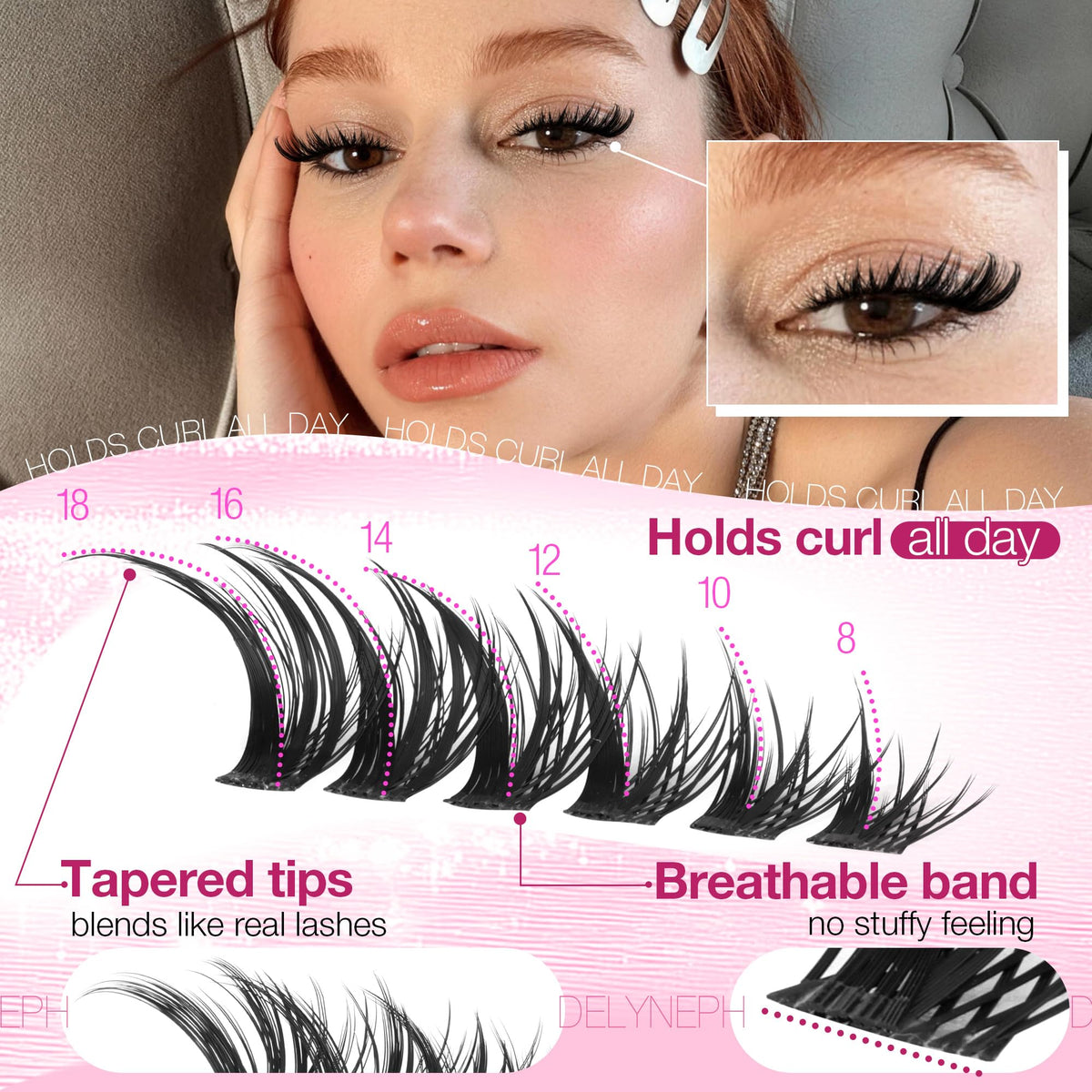 Delyneph fiber texture close-up, featherlight comfortable-wear benefit