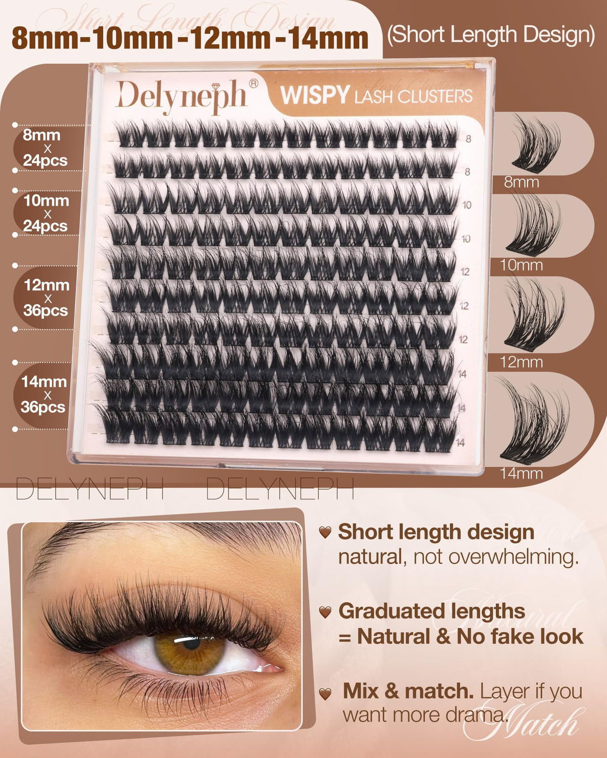 Delyneph lashes styled in brunch makeup for a subtle daytime boost