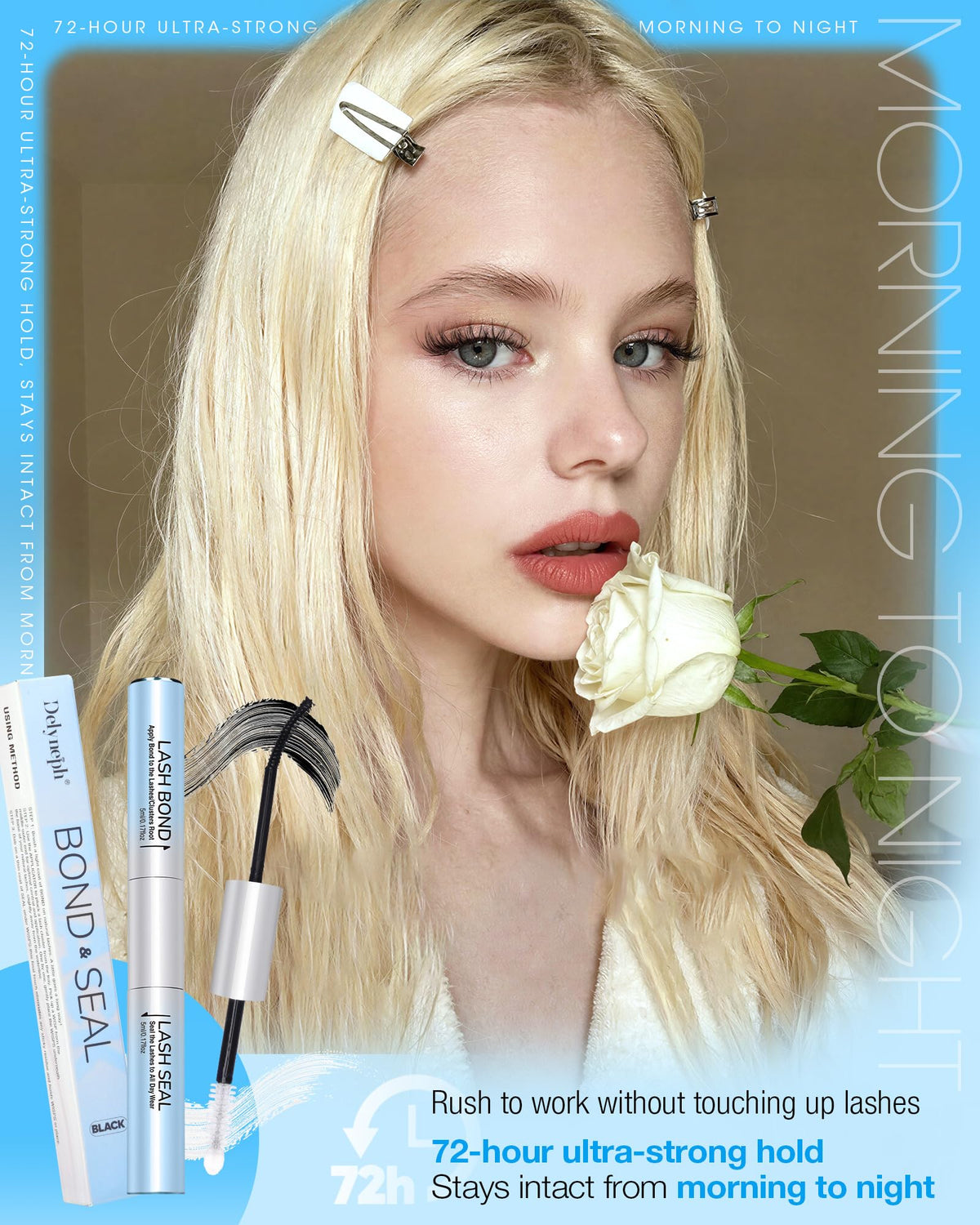 Delyneph lifestyle shot of evening makeup showing long-lasting, water-resistant wear