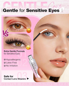 Delyneph white application on natural lashes for visible, precise placement