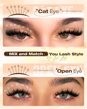 Delyneph clusters worn on model eye, showing wide-eyed anime-inspired impact