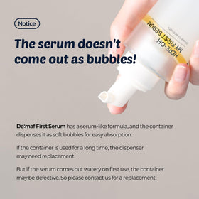 De:maf model applying serum to face, illustrating non-greasy glow and makeup-ready base