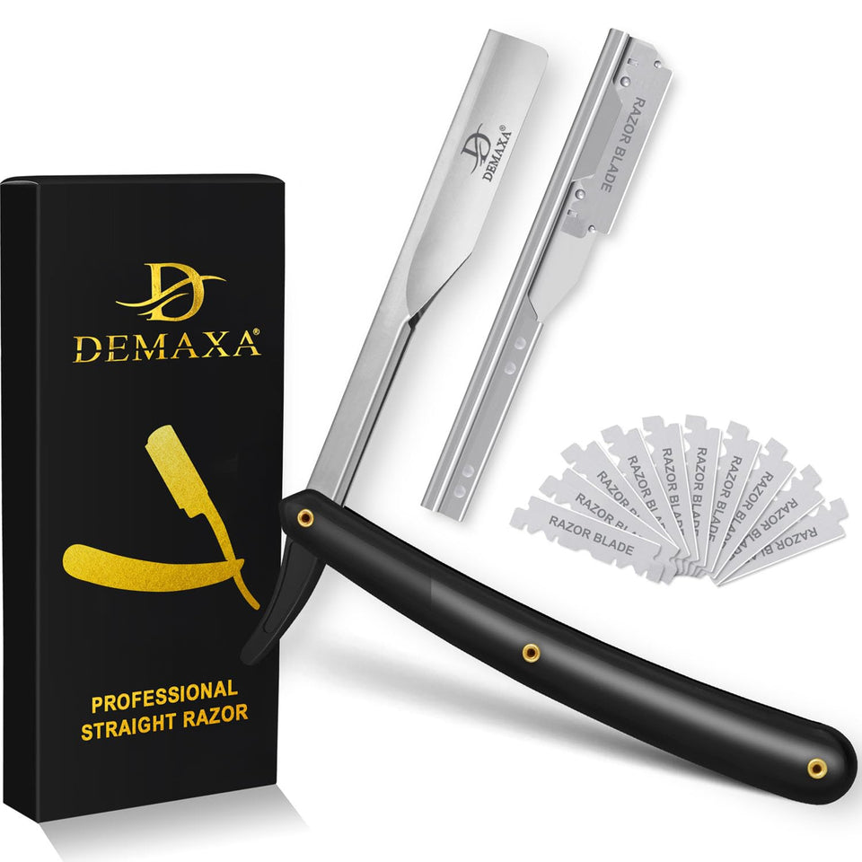 DEMAXA front view of razor and blades showing professional kit benefit