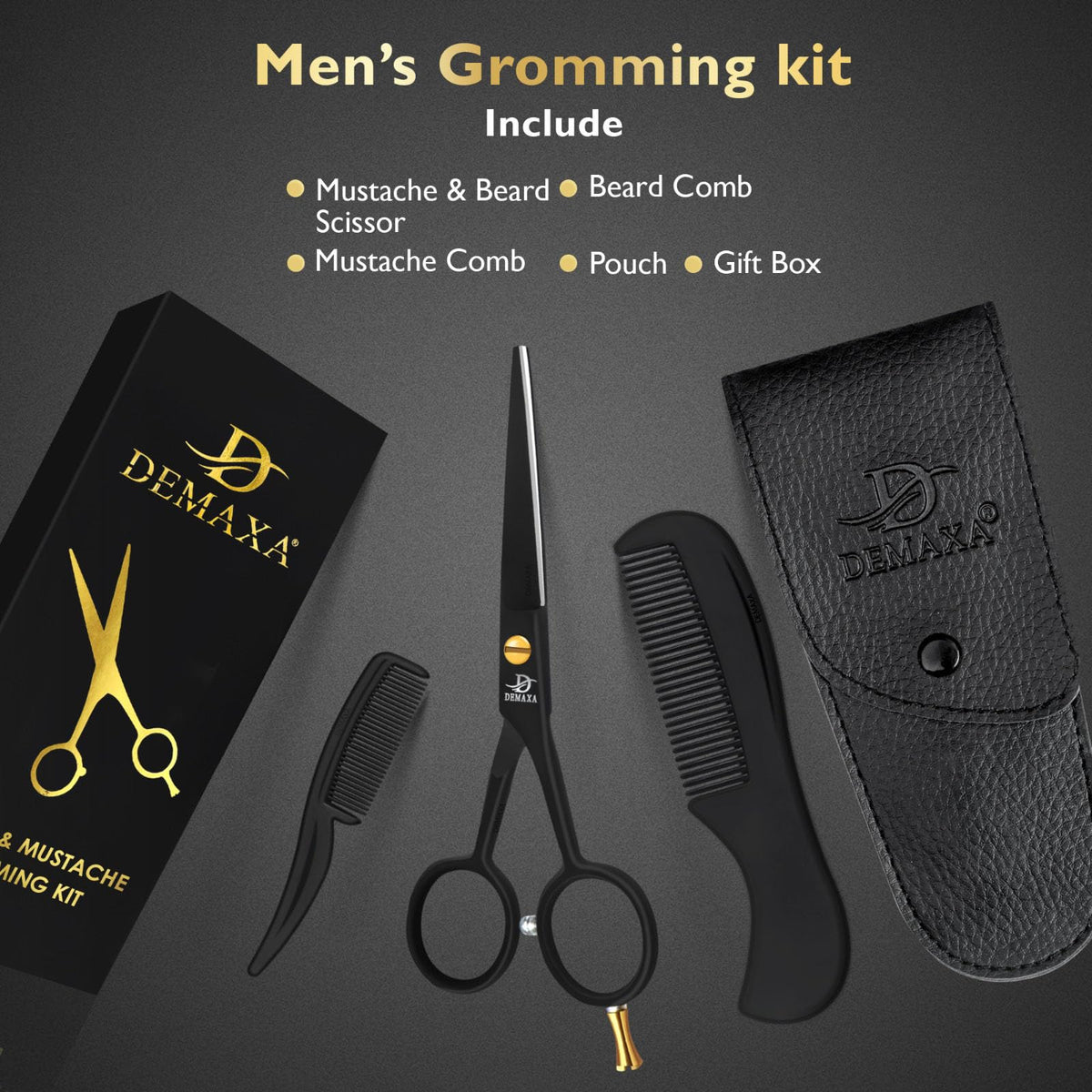 DEMAXA trimming a mustache demonstrating accurate control