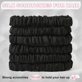 DEMAZALO scrunchie holding a ponytail demonstrating secure hold without creasing