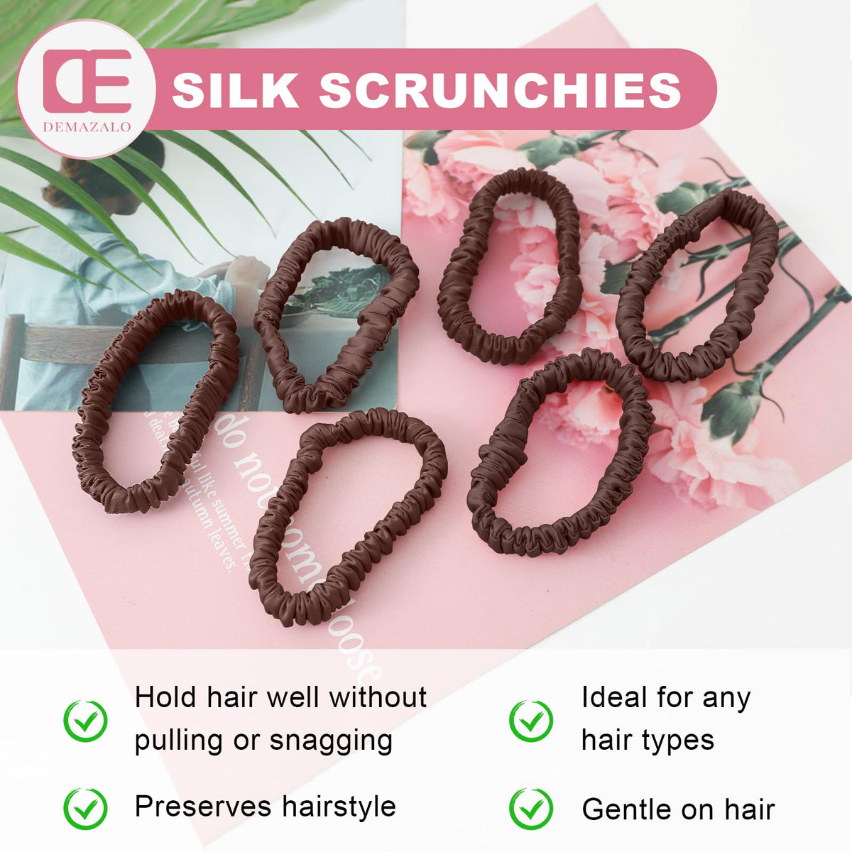 DEMAZALO scrunchie next to coin for scale, shows compact slim profile