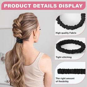 DEMAZALO scrunchie securing a ponytail, gentle hold with minimal hair creasing