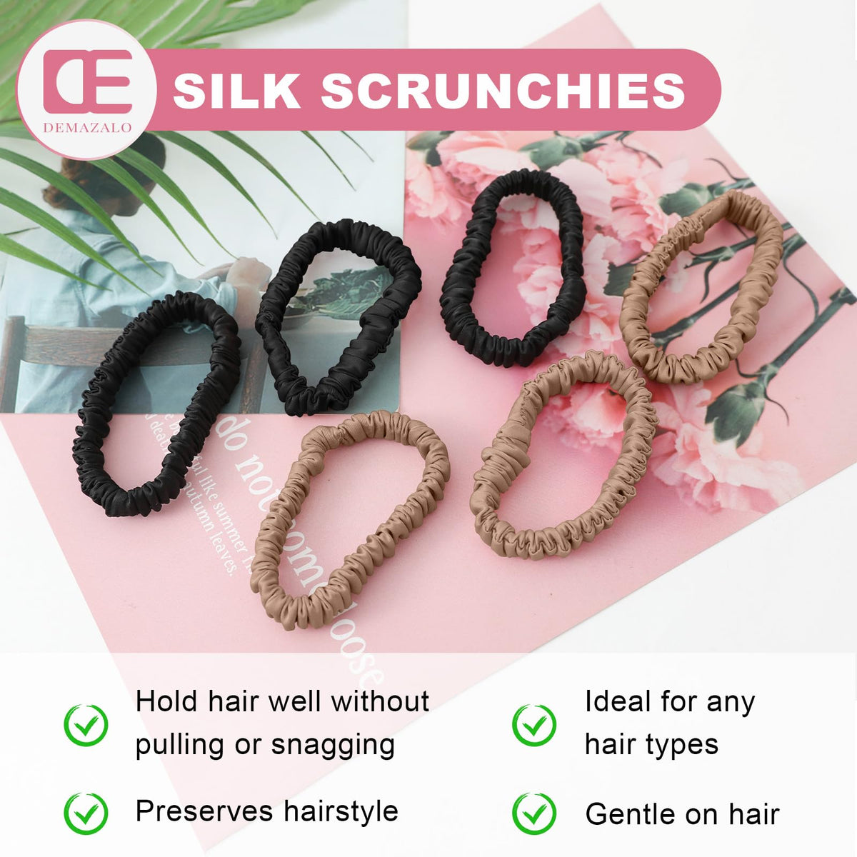 DEMAZALO scrunchie beside a coin for size comparison, demonstrates compact, lightweight design