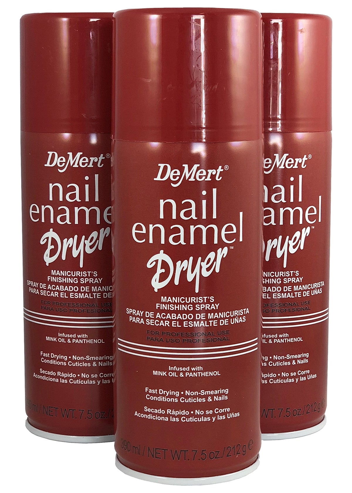 Demert front packaging showing three 7.5 oz cans and clear labeling for fast drying