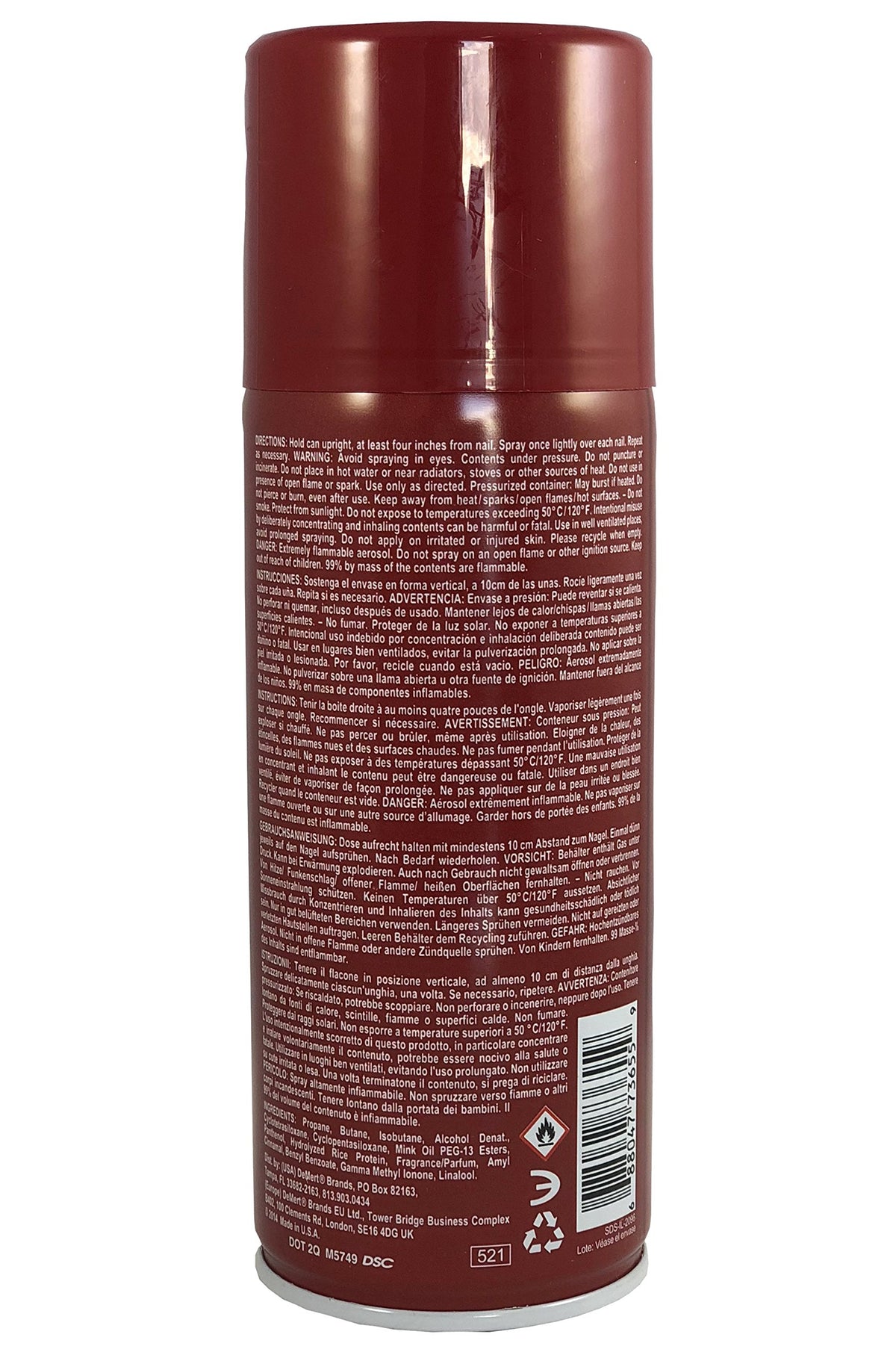 Demert spray in use on fresh manicure giving fast-drying benefit and smooth finish