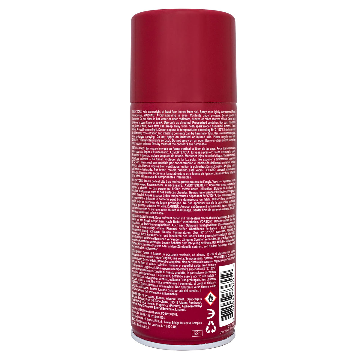 Demert spray in use over painted nails, fast-drying salon finish