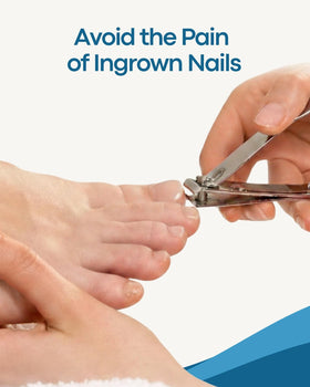 Denco clipping toenail in use enabling controlled, safe trimming