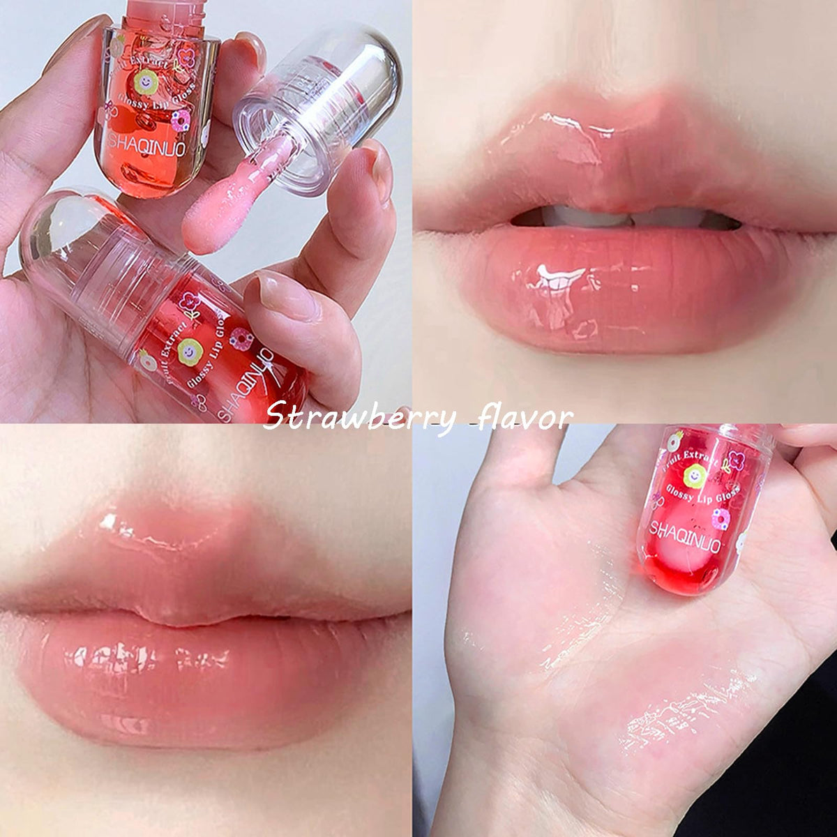 DENESTUP lip application macro highlighting glossy finish and visual plumping effect