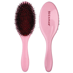 Denman boar bristle brush front view showing pink crush handle and bristle pattern for glossy finish