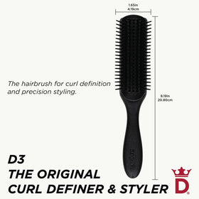 Denman D3 close-up of rounded nylon pins showing smooth glide and reduced snagging